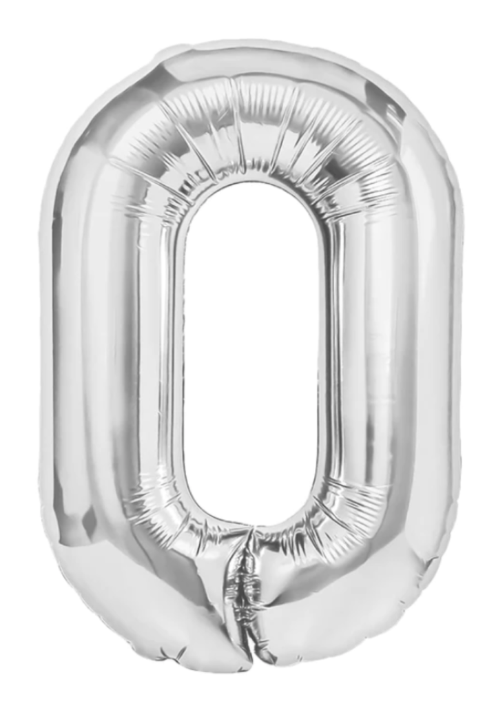 Balon cyfra "0" srebrna 100cm
